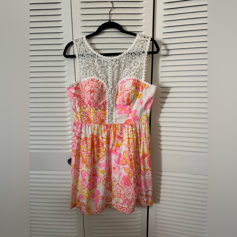 Lilly Pulitzer Pink and White Lace Dress